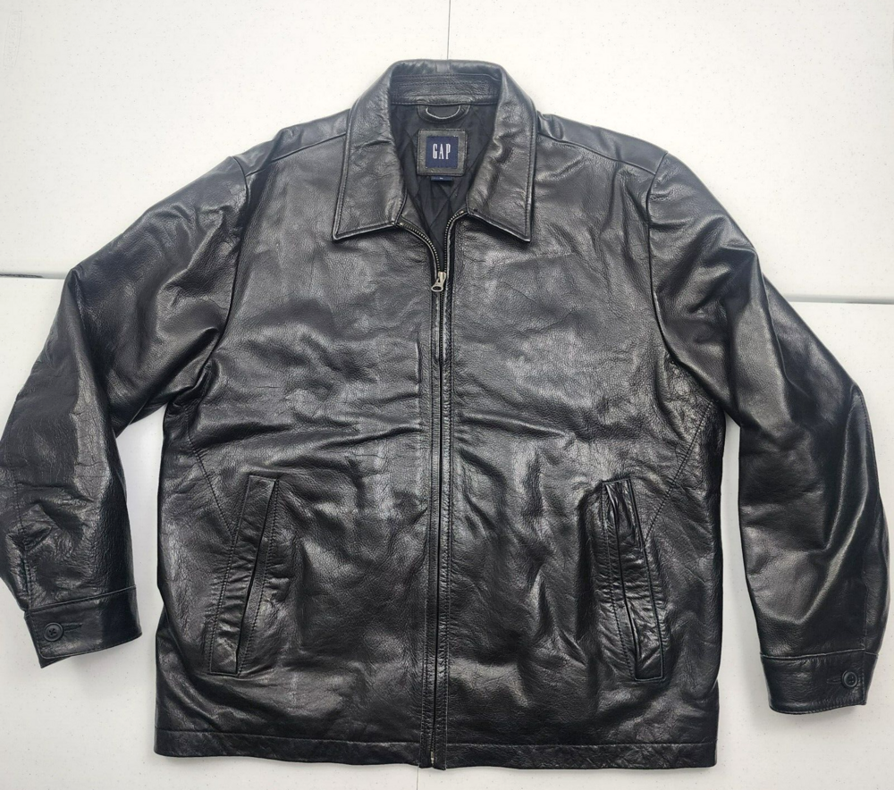 Vintage GAP Men XL Thick Leather Motorcycle Jacket/Bomber 90s
